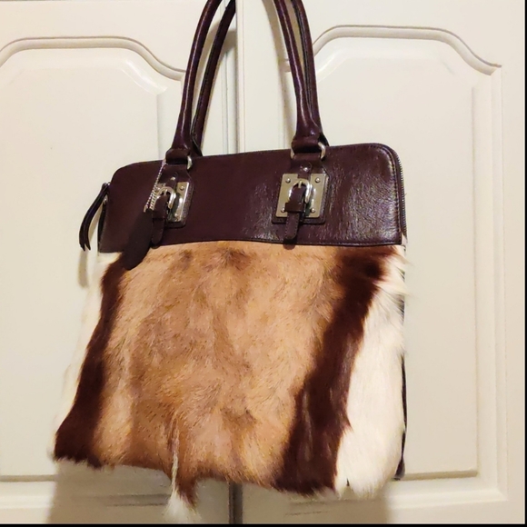 Wilsons Leather Handbags - Wilson's Leather Springbok Fur and Brown Leather Bag